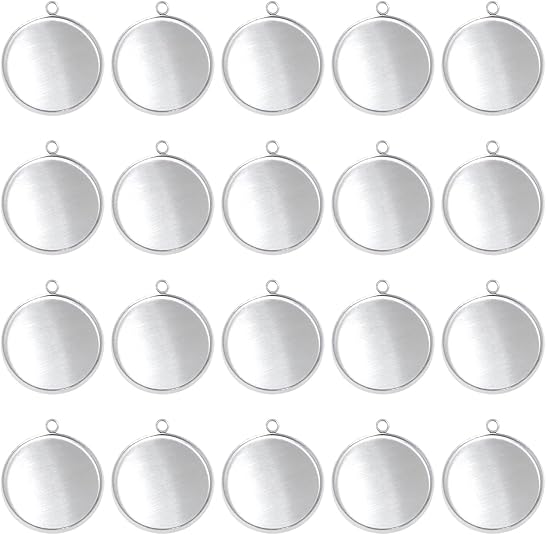 Art Craft Gifts - 20-delige roestvrijstalen ronde bezel blanks hanger