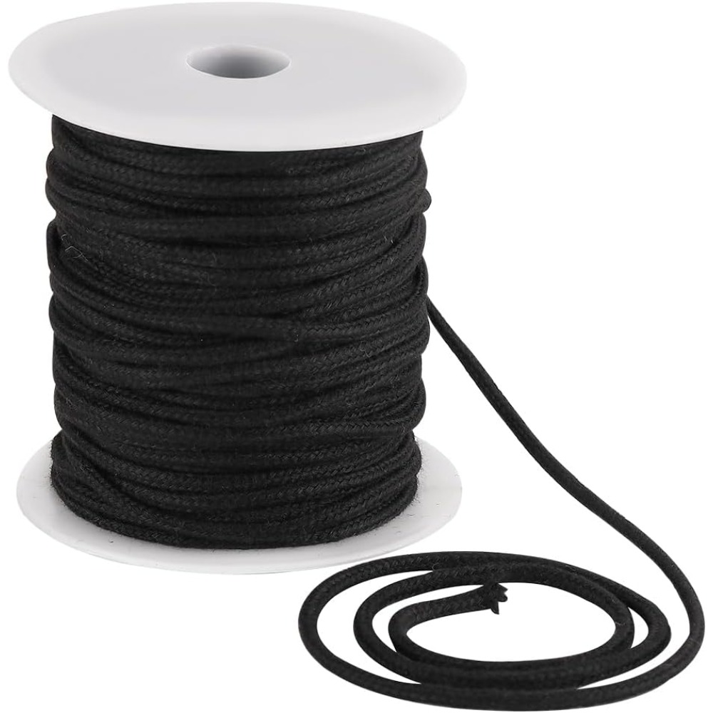 Macrame Cord Cotton - 4mm 33Yards Zwart Katoenen Touw Zacht