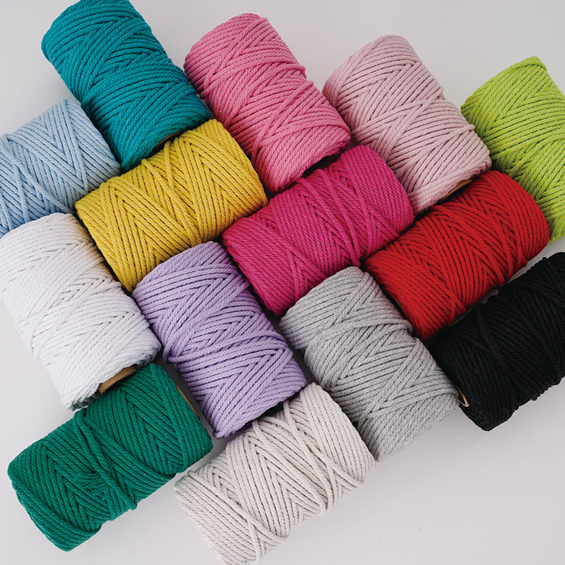 Macrame Cord Cotton - 3 mm natuurlijk en kleurrijk kernspun