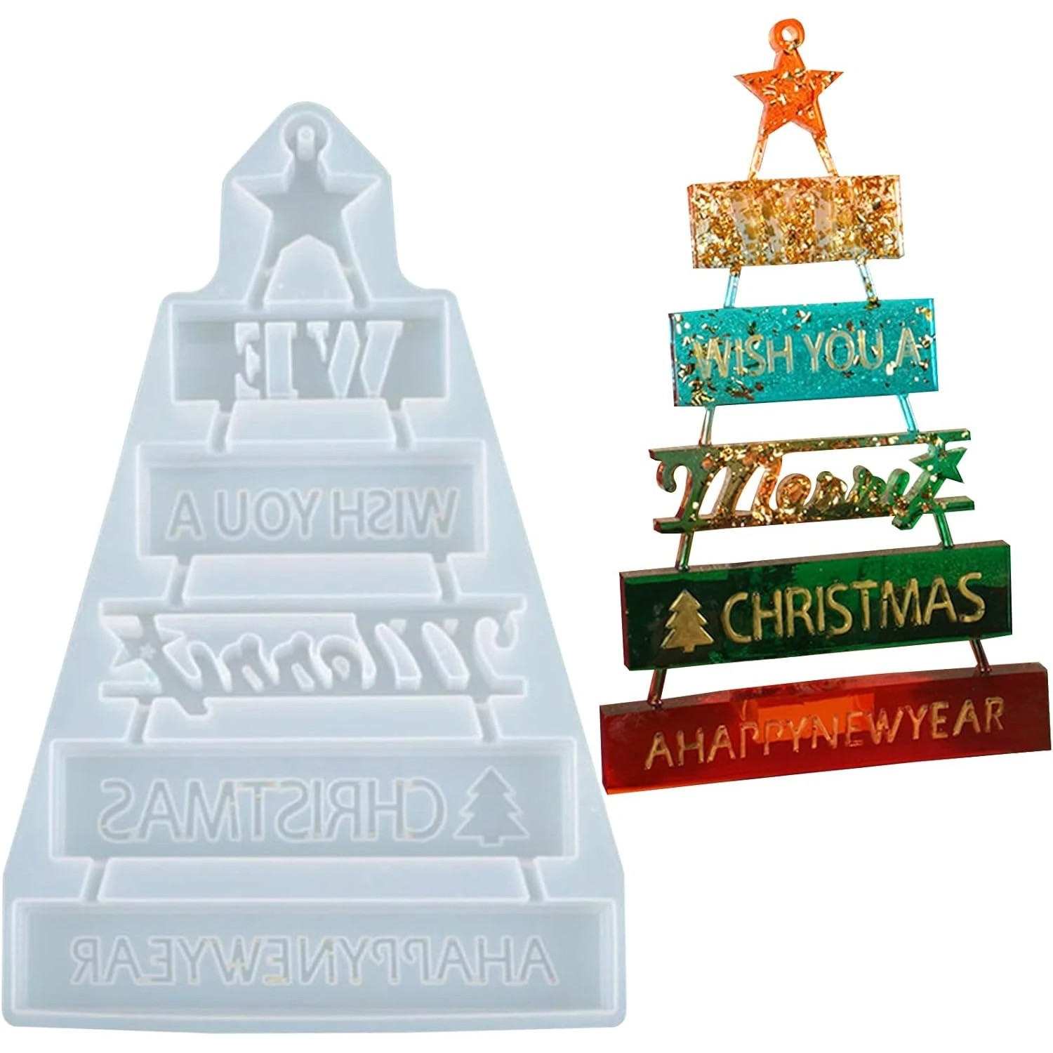 Resin Casting Mold - 3D Merry Christmas Sign Harsvorm Epoxyhars