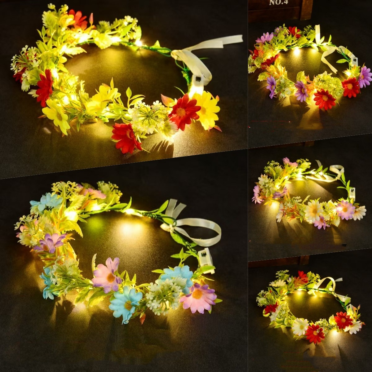 Art And Craft Hair - LED Lichtgevende Bloemenkrans Hoofdband Lumineuze Bloemkrans