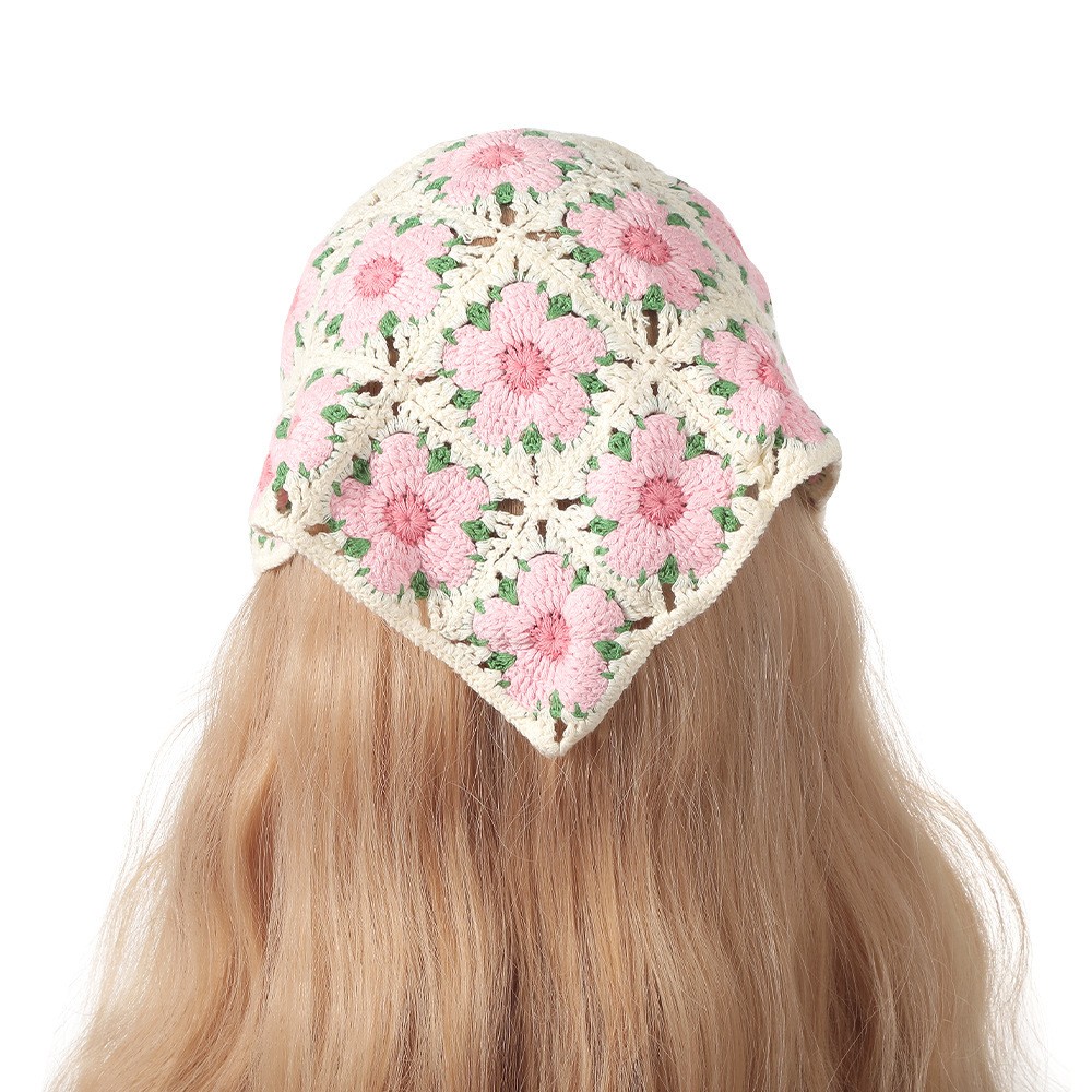Art And Craft Hair - Vintage Weven Breien Bloem Driehoek Hoofddoek